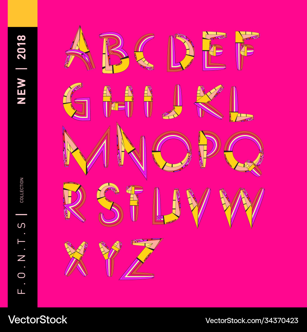 Abstract colorful font and alphabet Vector Image