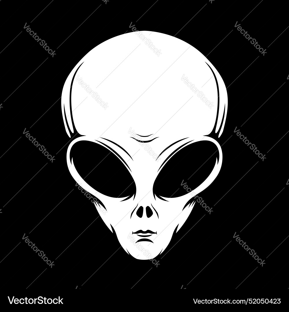 Alien head in engraving style design element Alien head in engraving style design element vector image