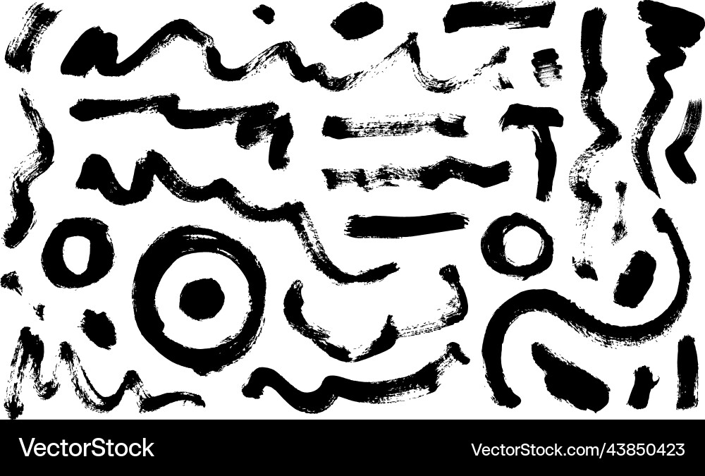 Black paint curved brush strokes collection Vector Image
