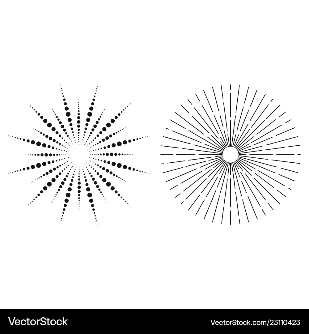 Burst lines shape and sun rays from points set Burst lines shape and sun rays from points set vector image