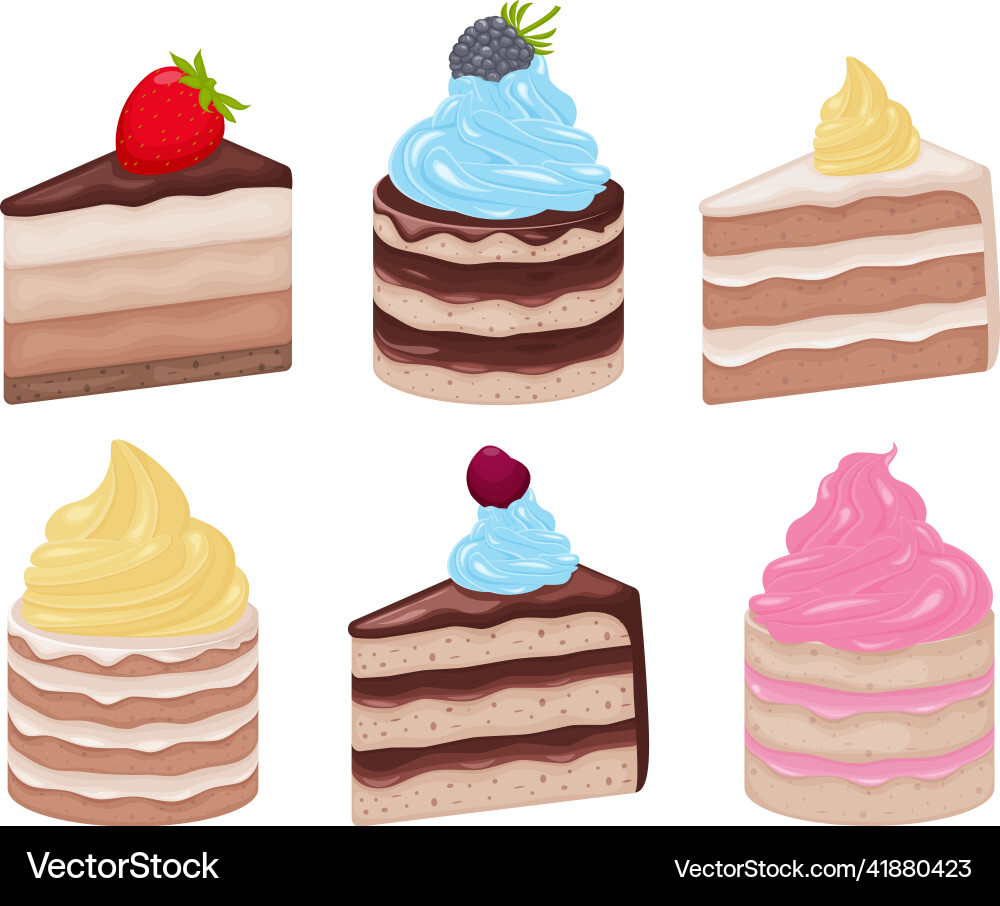 Cakes a set of different triangular Cakes a set of different triangular Vector Image