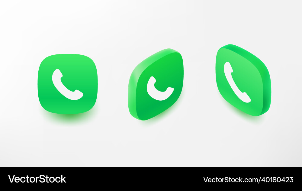 Call mobile application icons set in perspective vector image