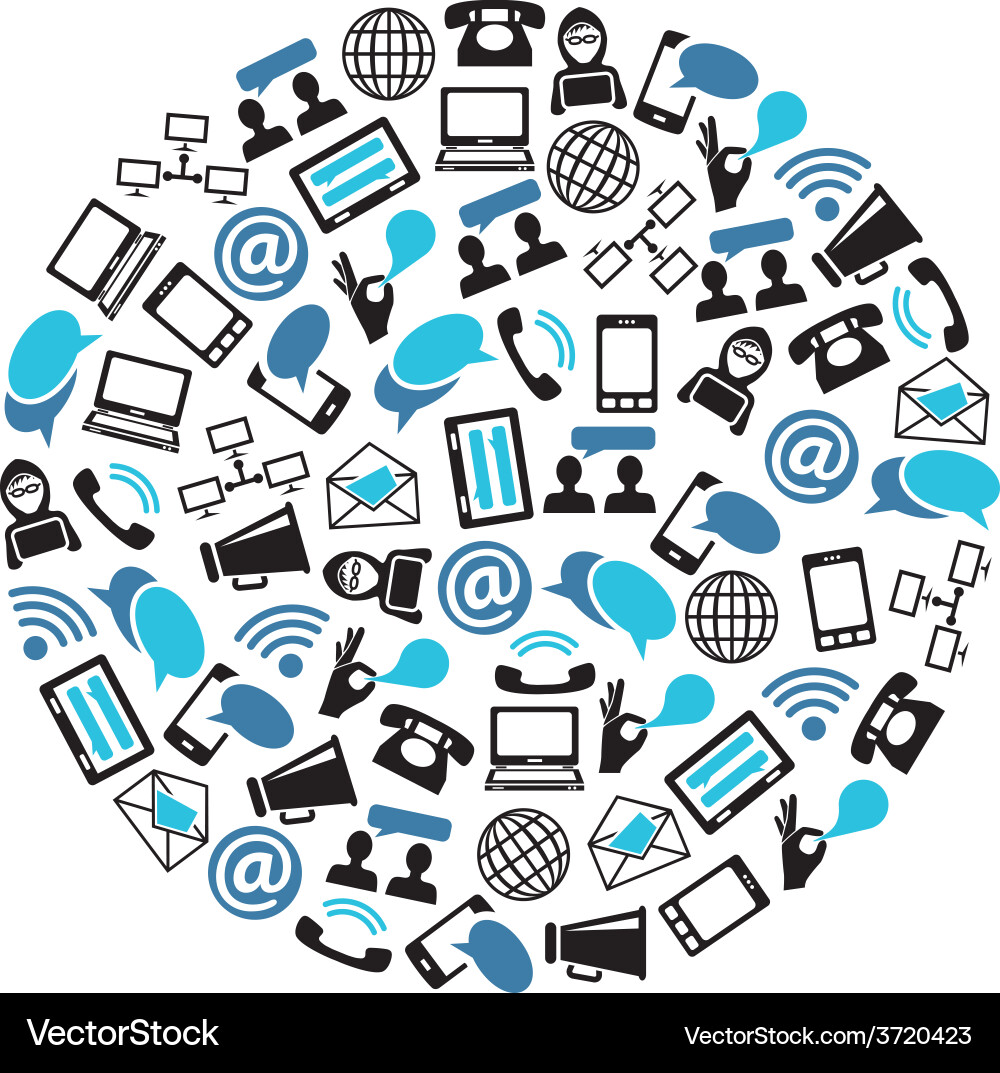 Communication Icons - Circular Network Vector Image