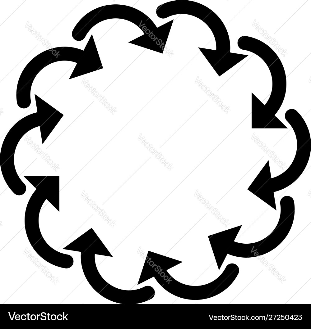 Curved circular arrow radial concentric pointer Curved circular arrow radial concentric pointer vector image