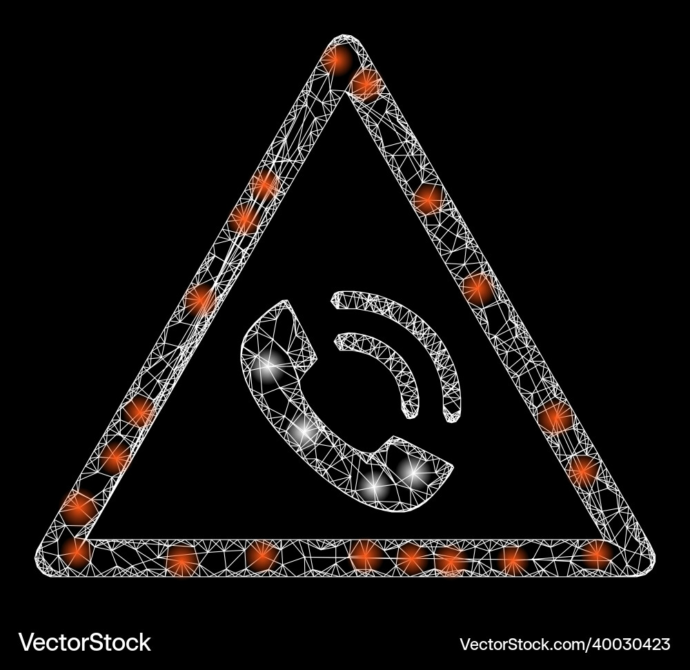 Glowing linear mesh phone call warning with light Glowing linear mesh phone call warning with light Vector Image