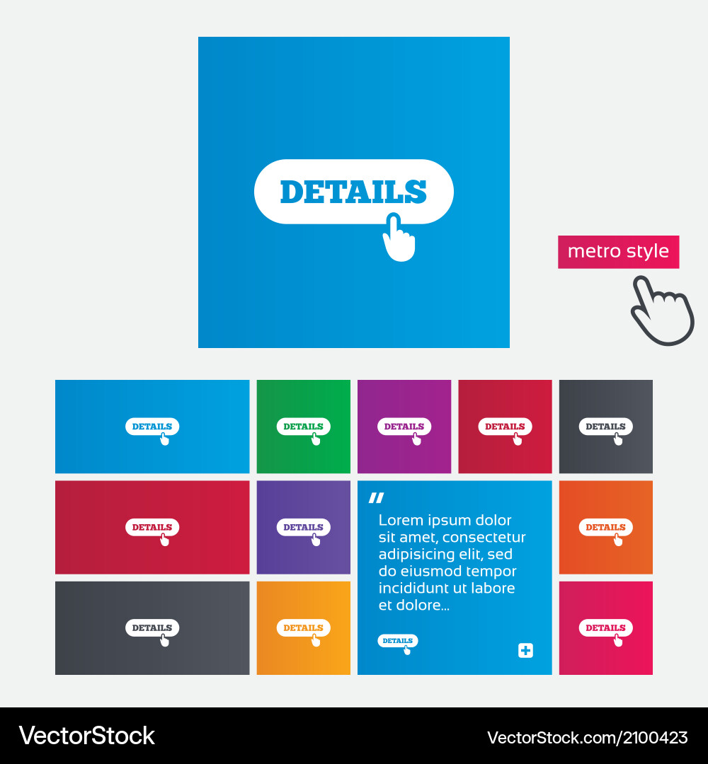Hand Pointer Button Icon Set vector image