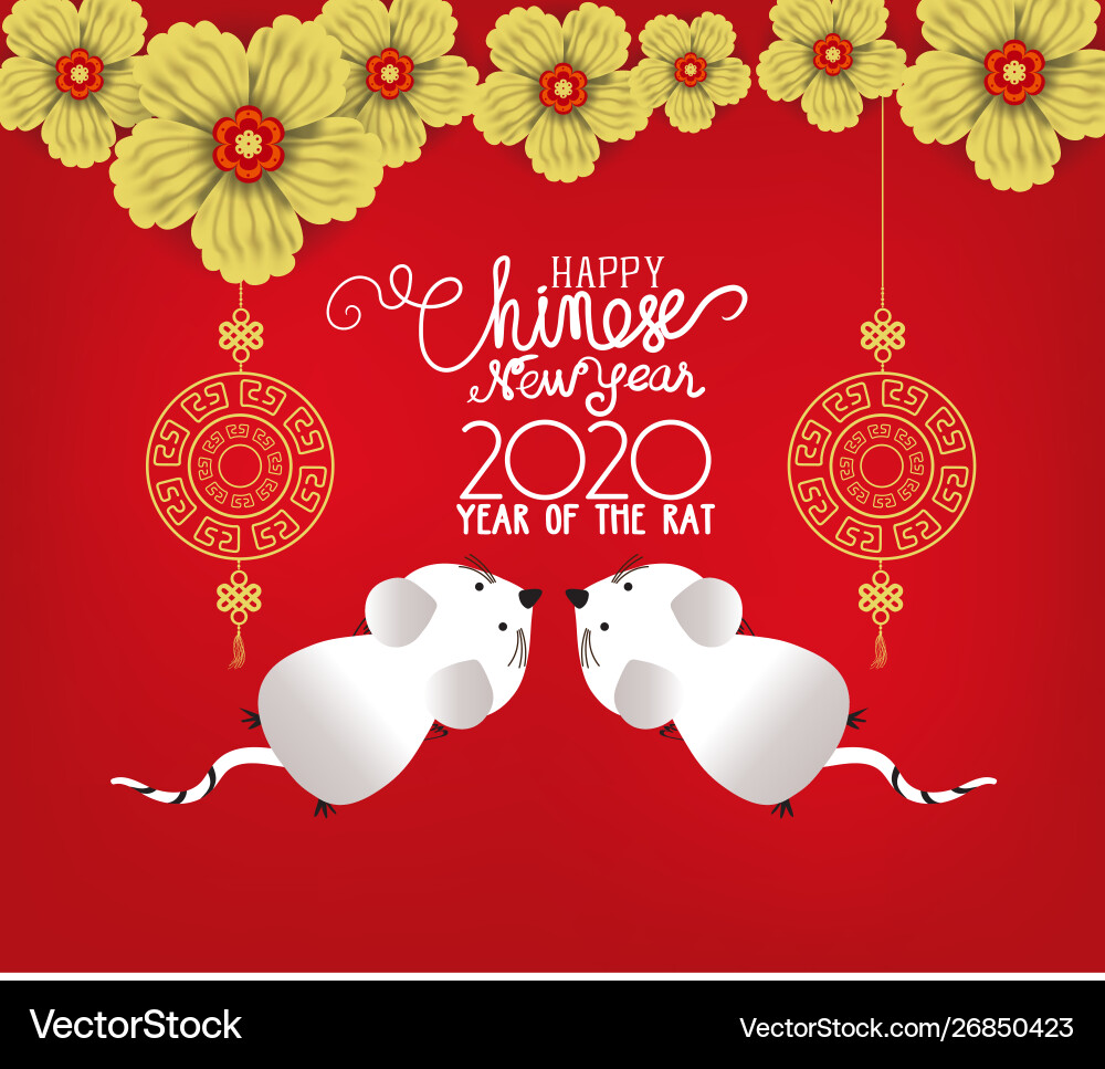 Happy chinese new year 2020 rat style Happy chinese new year 2020 rat style vector image
