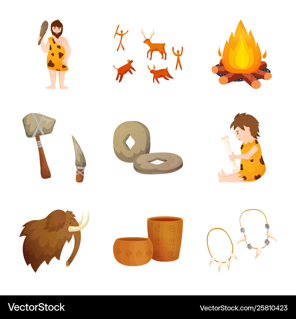 Isolated object age and stone sign set Isolated object age and stone sign set vector image