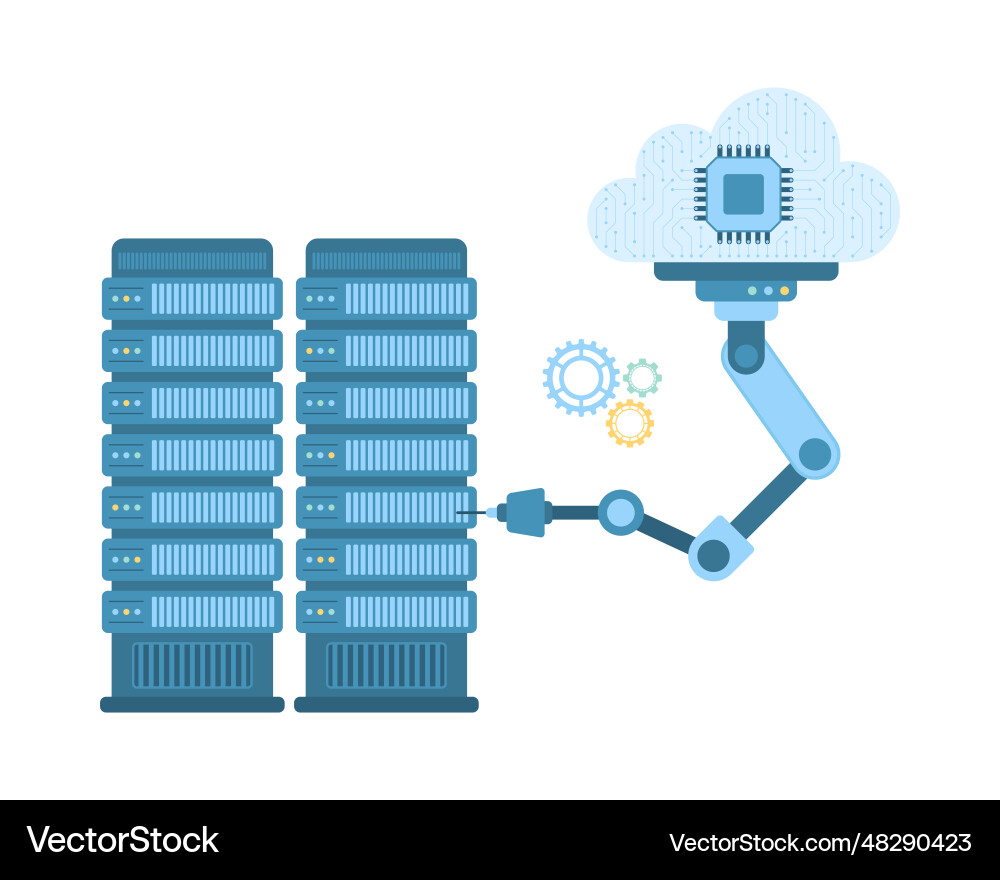 Machine learning remote support robotic arm Machine learning remote support robotic arm vector image