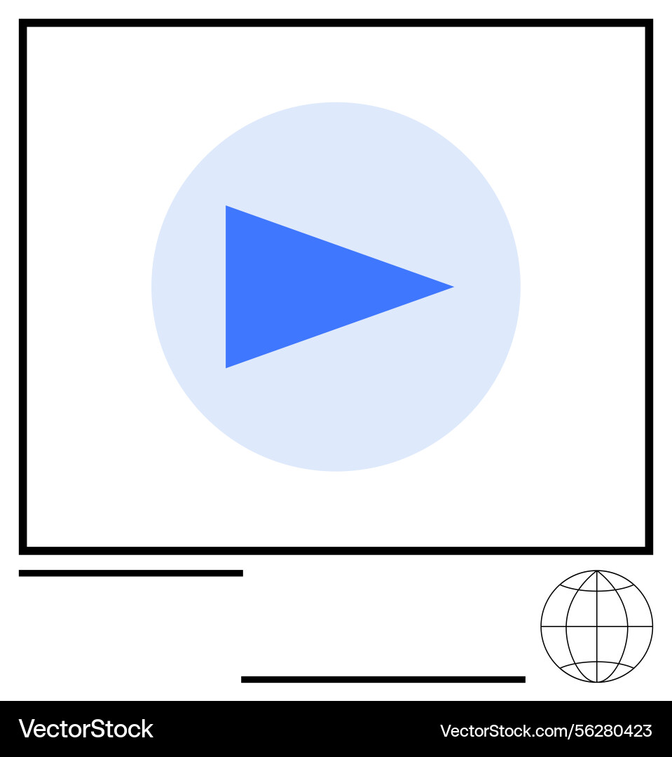 Media player screen with play button and internet Media player screen with play button and internet vector image