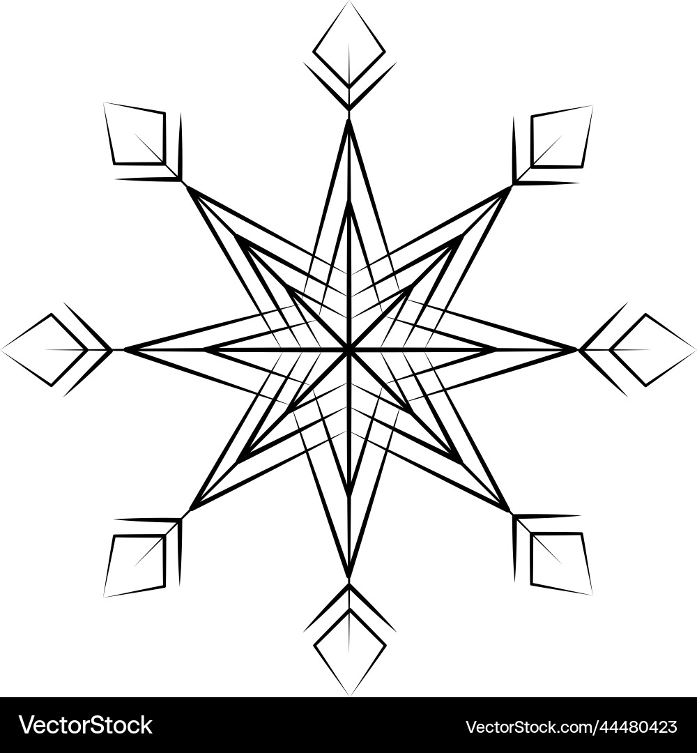 Outline drawing of a snowflake on transparent vector image