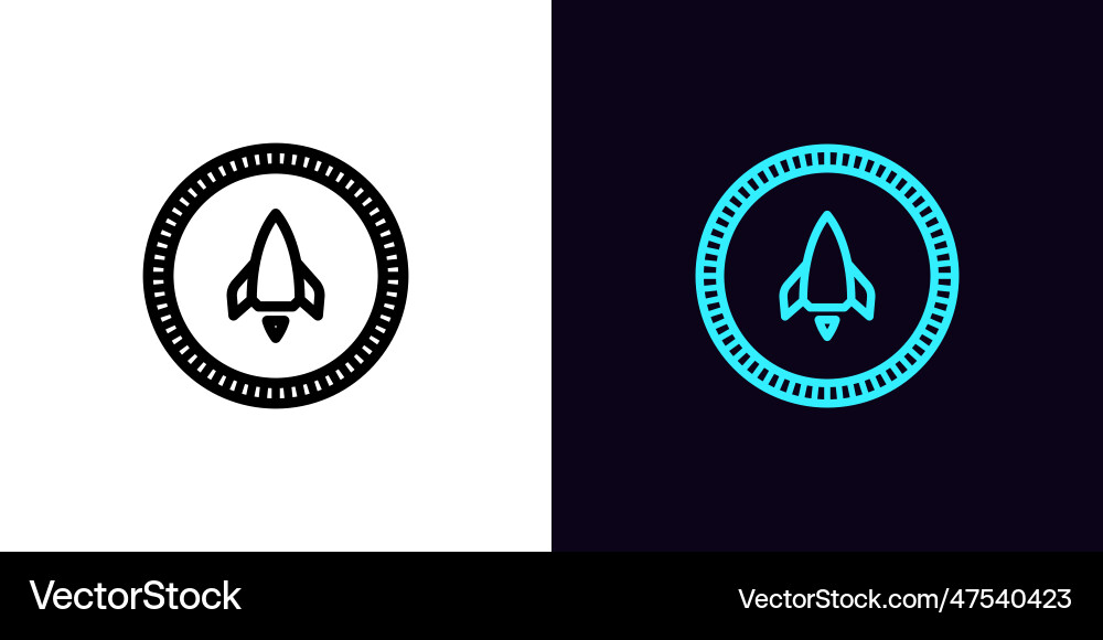 Outline rocket token icon with editable stroke Outline rocket token icon with editable stroke vector image