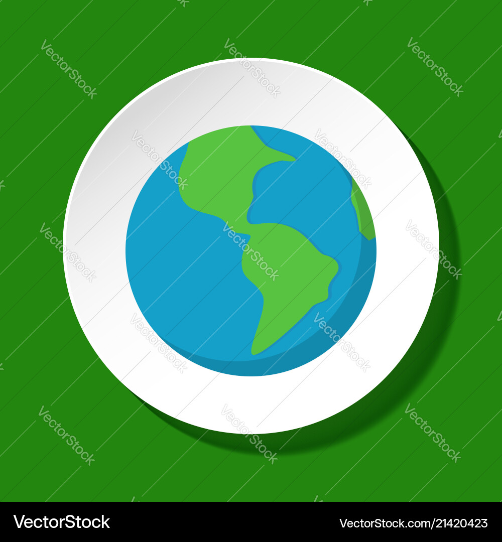 Planet earth icon in flat style on round button Planet earth icon in flat style on round button vector image