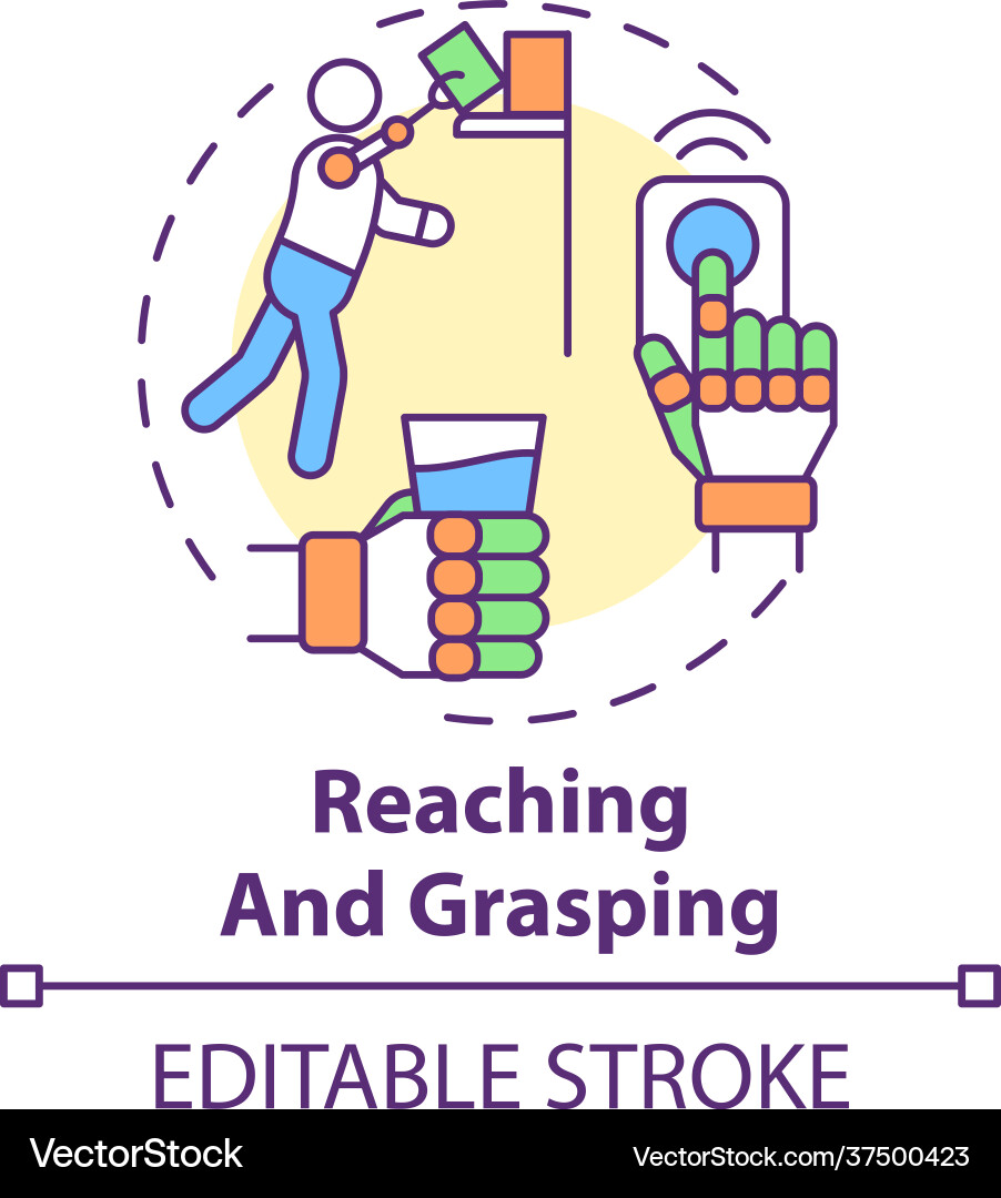 Reaching and grasping concept icon Reaching and grasping concept icon vector image