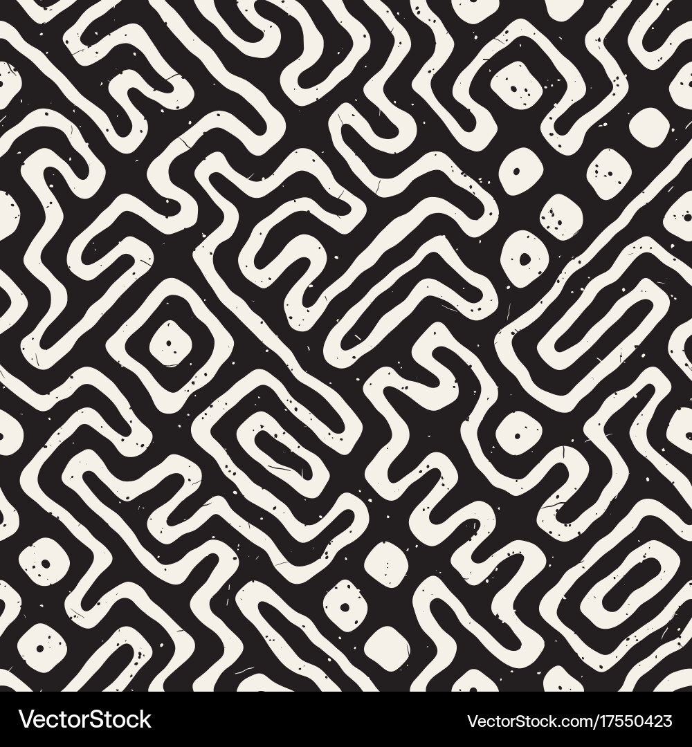 Seamless pattern with maze lines monochrome Vector Image