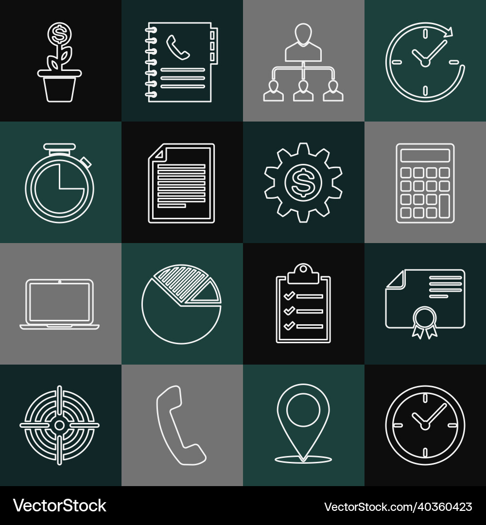 Set line clock certificate template calculator vector image