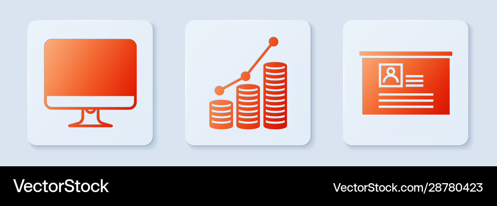 Set pie chart infographic and coin computer Set pie chart infographic and coin computer Vector Image