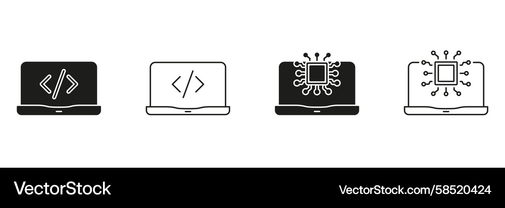 AI & Coding Technology Icons Vector Image