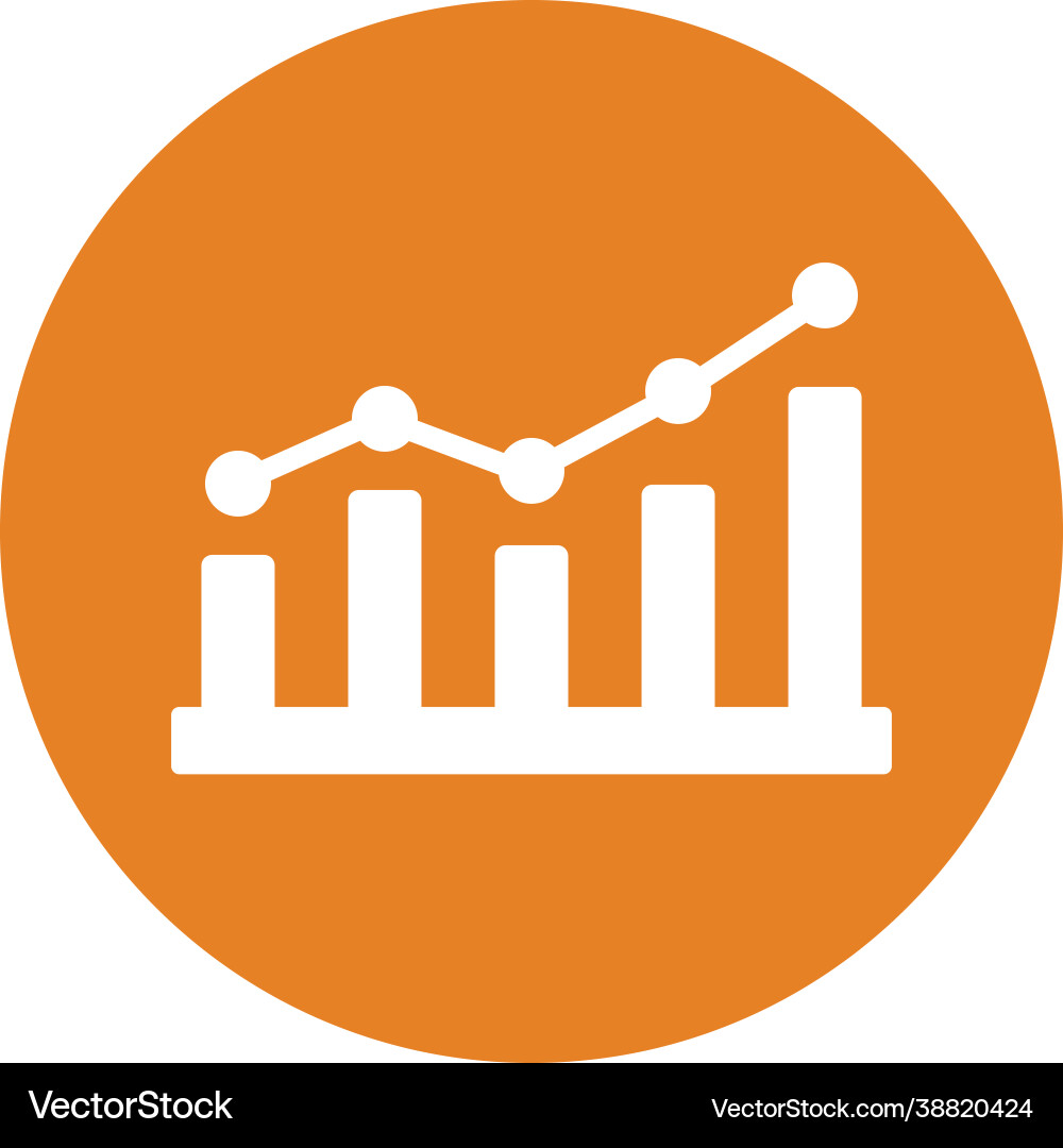 Analytics graph growth icon orange color eps Vector Image