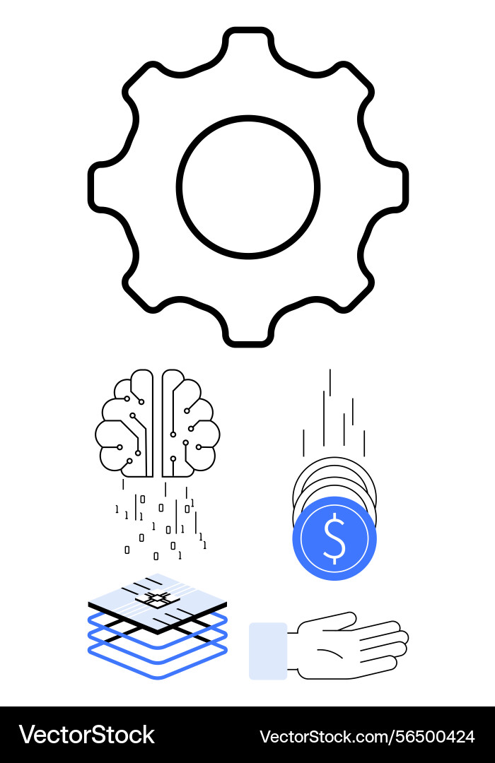 Automation system with ai data analysis Automation system with ai data analysis vector image