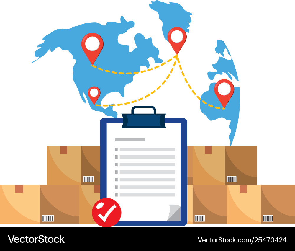 Boxes with checklist Vector Image