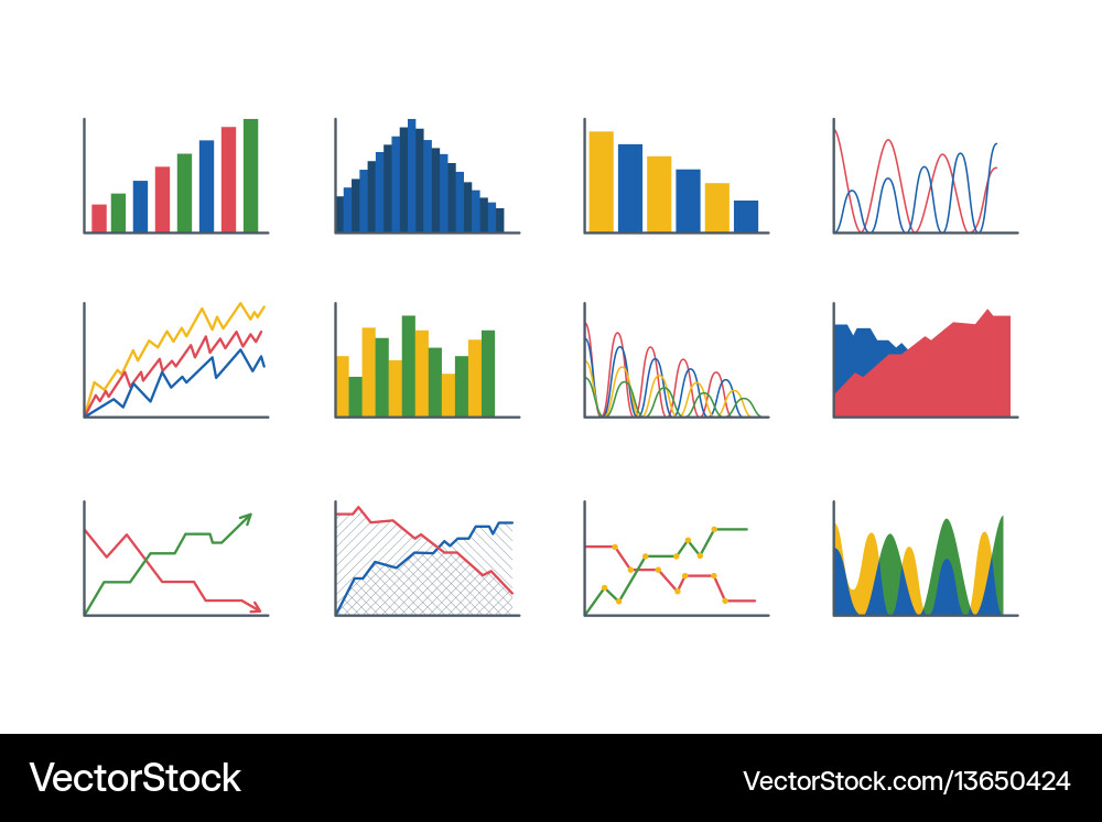 Business data graph analytics elements bar pie Business data graph analytics elements bar pie vector image