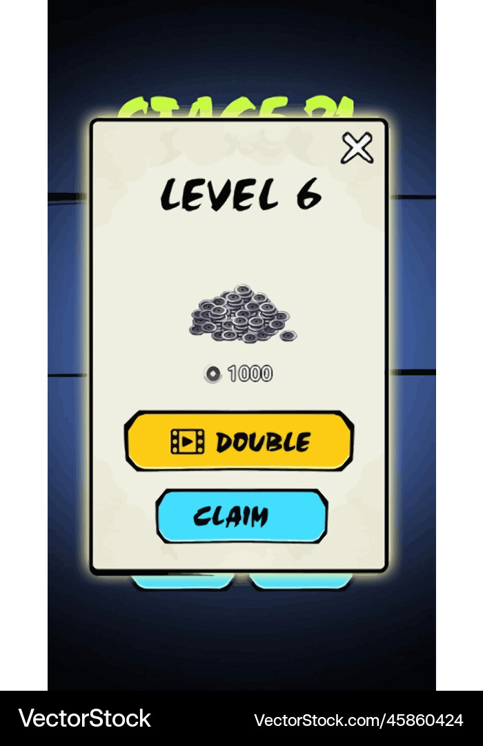 Complete set of level button game ui pop-up icon Vector Image