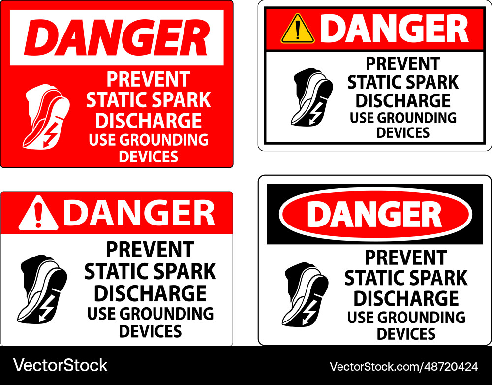 Danger sign prevent static spark discharge use Danger sign prevent static spark discharge use vector image