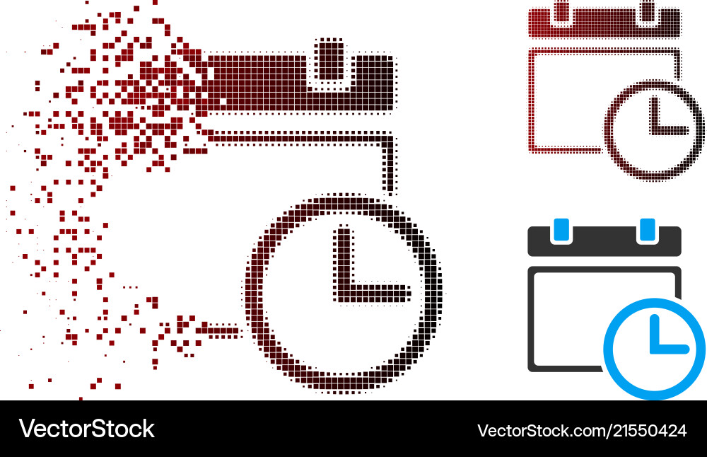 Disintegrating Date & Time Icon Vector Image