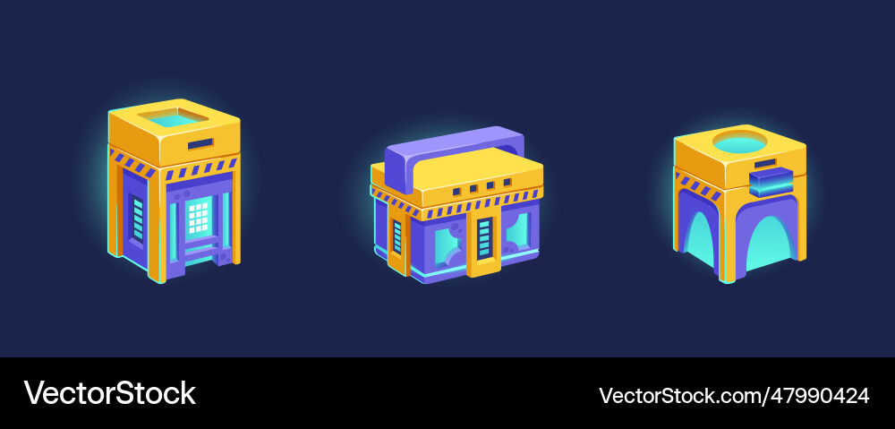 Futuristic chests or trunks ui game icons closed Futuristic chests or trunks ui game icons closed vector image