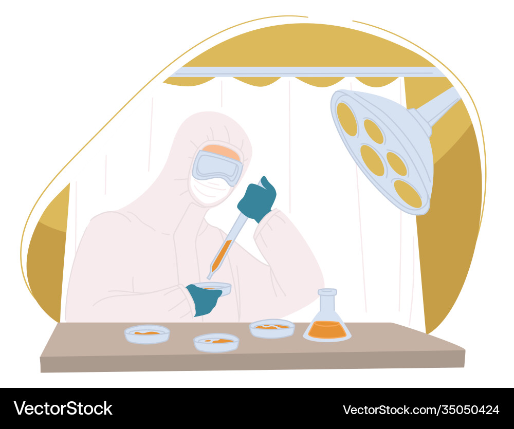 Laboratory researches creating vaccine in lab Laboratory researches creating vaccine in lab vector image