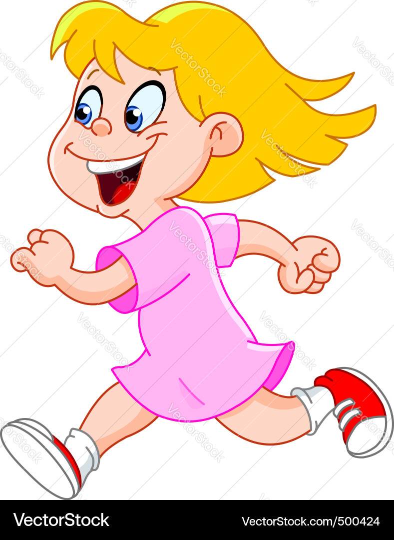Little girl running Royalty Free Vector Image - VectorStock