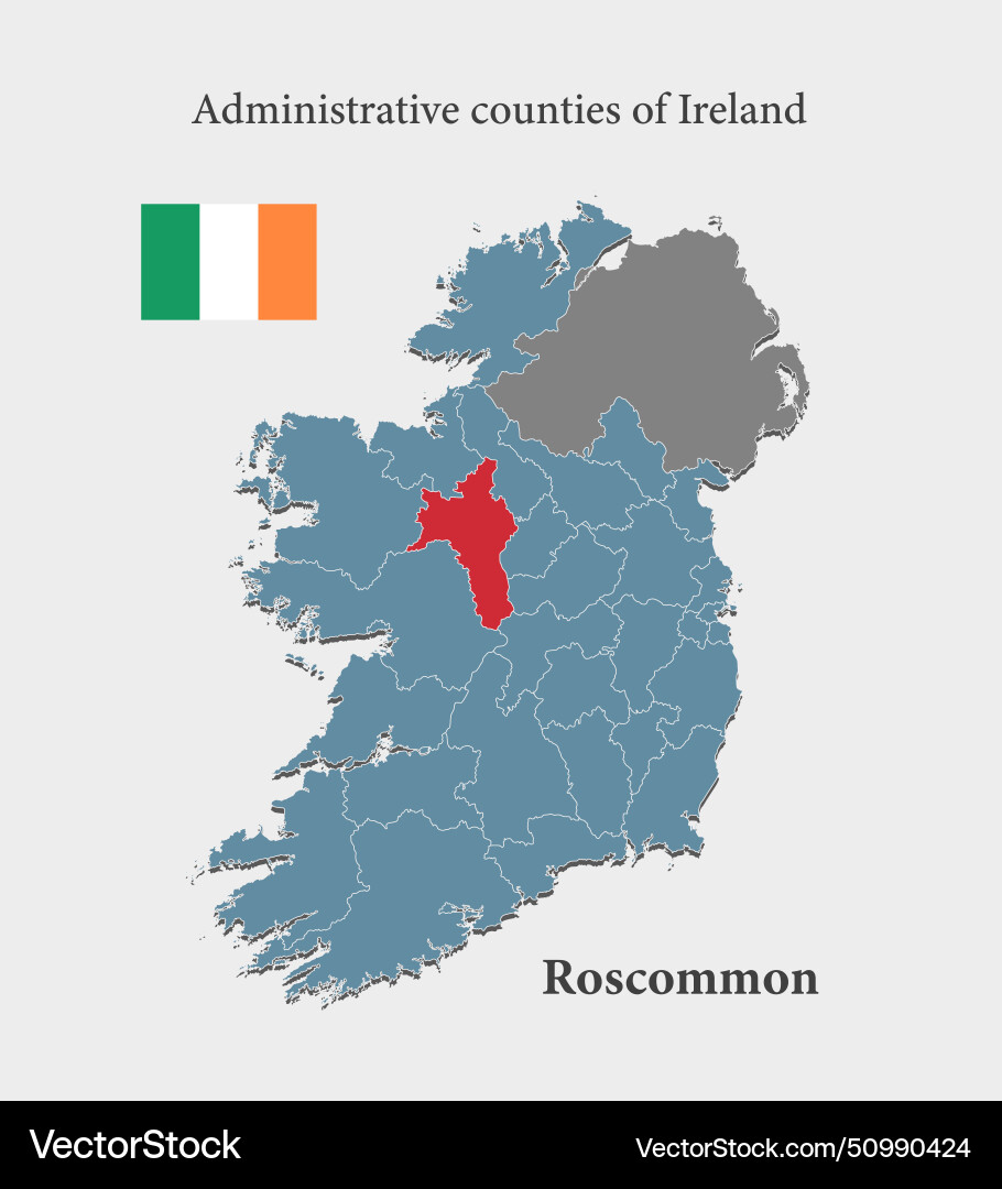 Map ireland county roscommon Royalty Free Vector Image