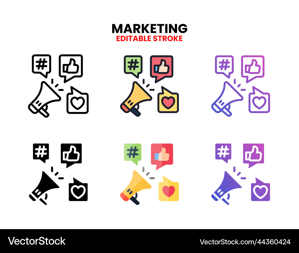 Marketing icon set with different styles Vector Image