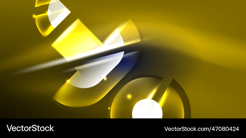 Neon round shapes lines and triangle elements hi Vector Image