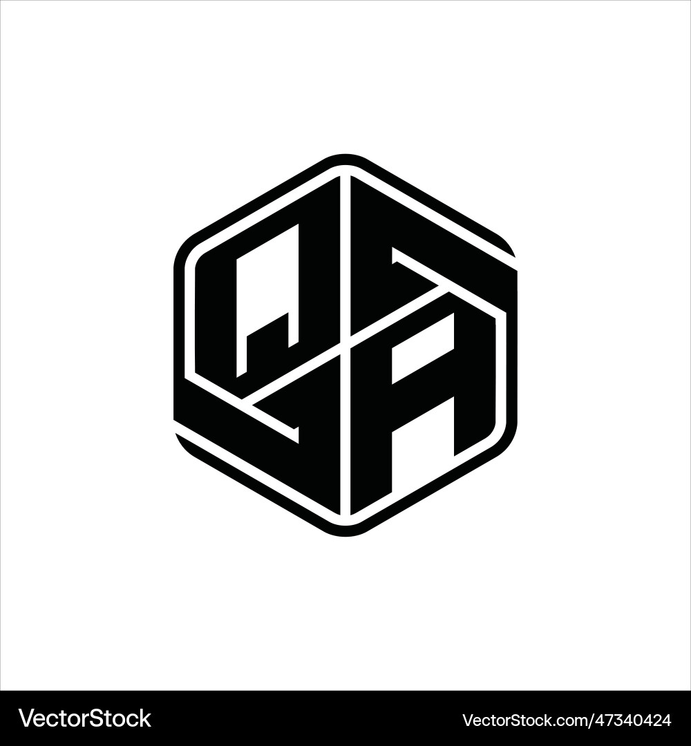 Qa logo monogram hexagon shape with ornament Qa logo monogram hexagon shape with ornament Vector Image