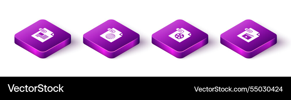 Set isometric pdf file document html avi and mov Set isometric pdf file document html avi and mov vector image