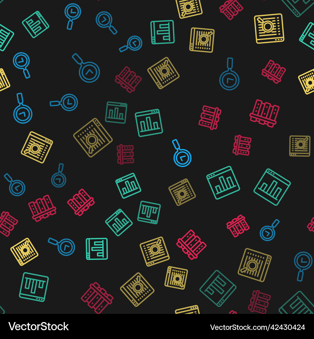 Set line magnifying glass with check mark graph Set line magnifying glass with check mark graph vector image