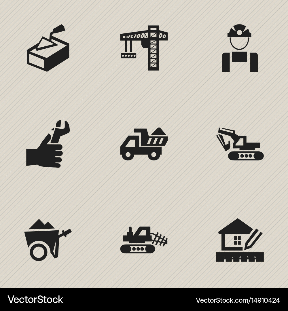 Set of 9 editable building icons includes symbols vector image