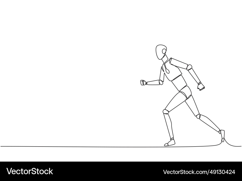 Single continuous line drawing smart robotic Single continuous line drawing smart robotic vector image