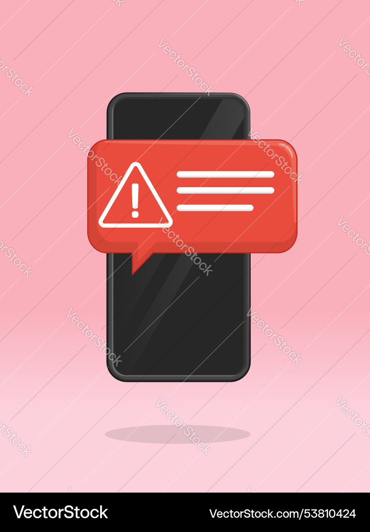 Smartphone triangle notification app warning vector image