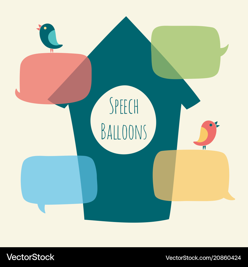 Speech bubble with bird and nesting box vector image