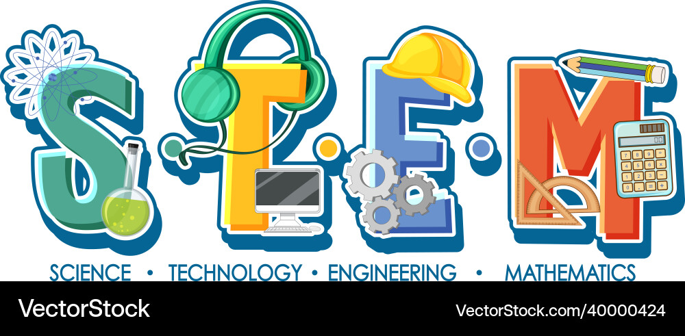 Stem logo with education and learning icon Vector Image