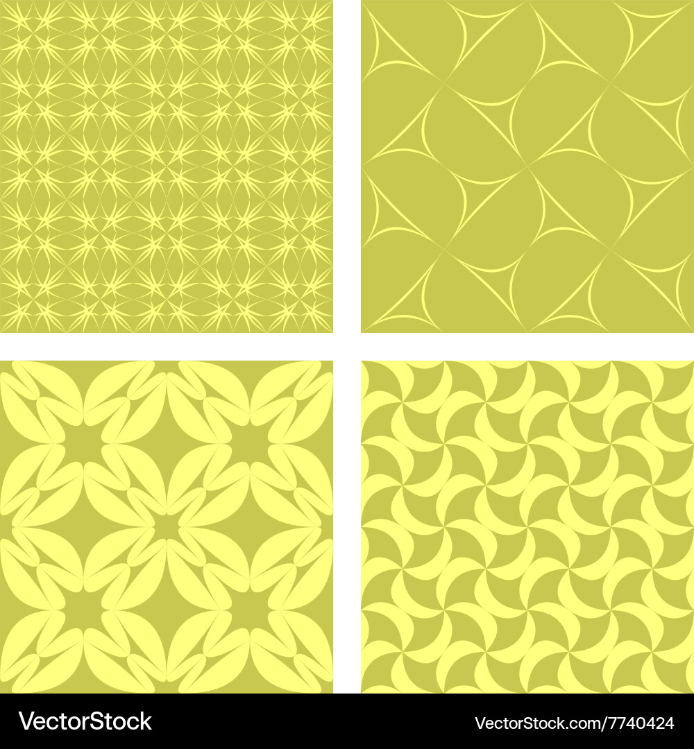Yellow seamless pattern background set vector image