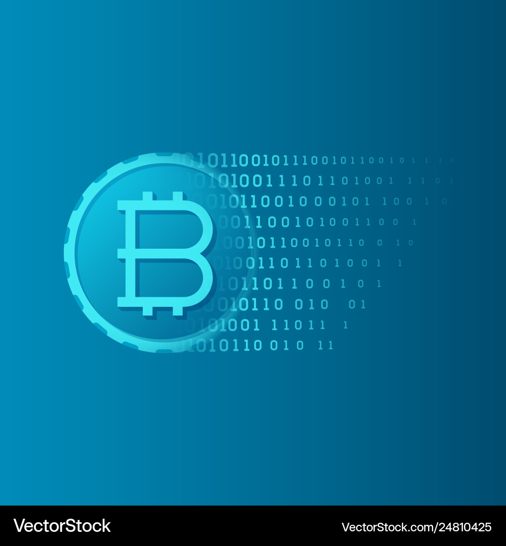 Abstract bitcoin digital mining concept in flat vector image