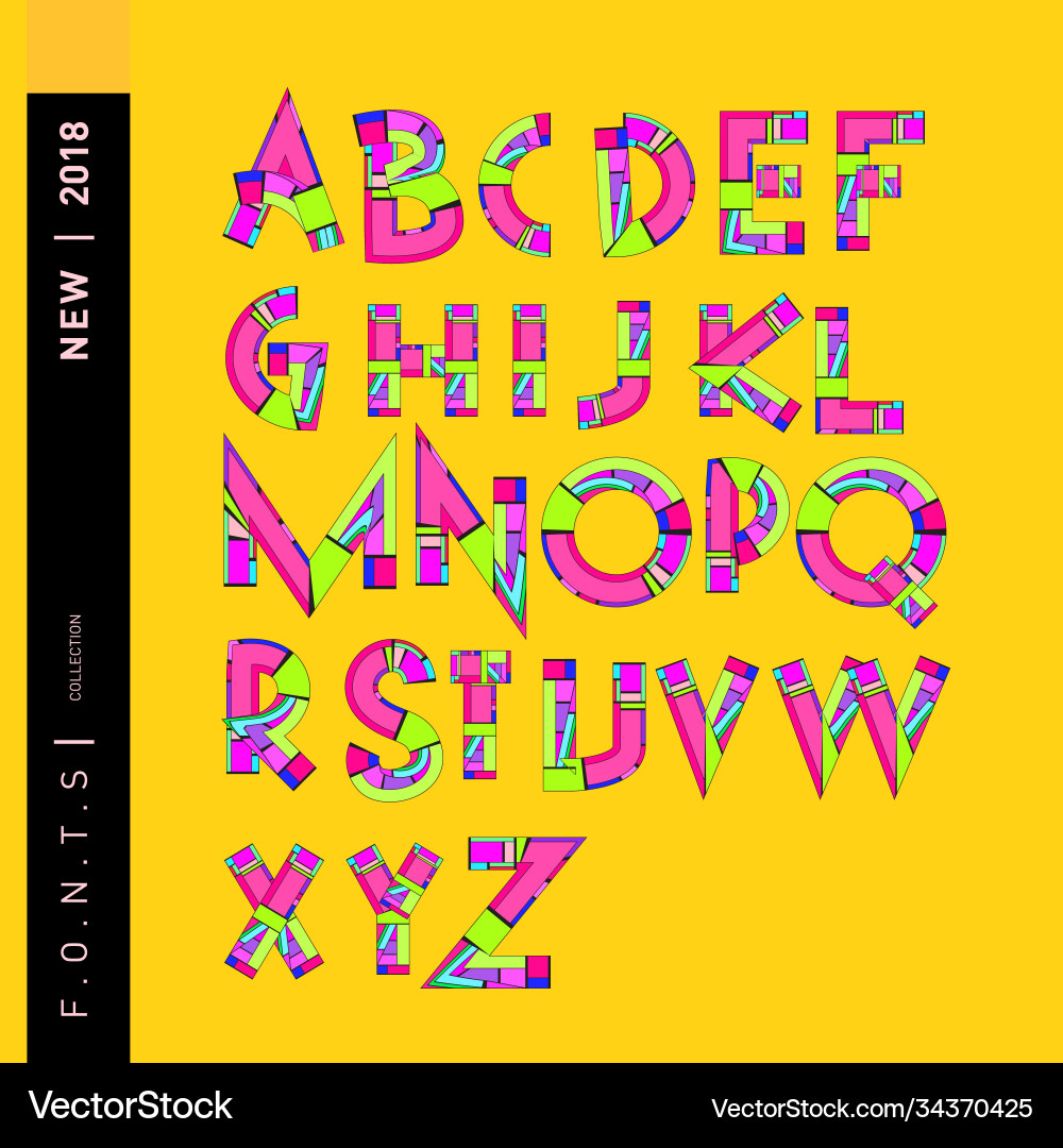Abstract colorful font and alphabet Vector Image