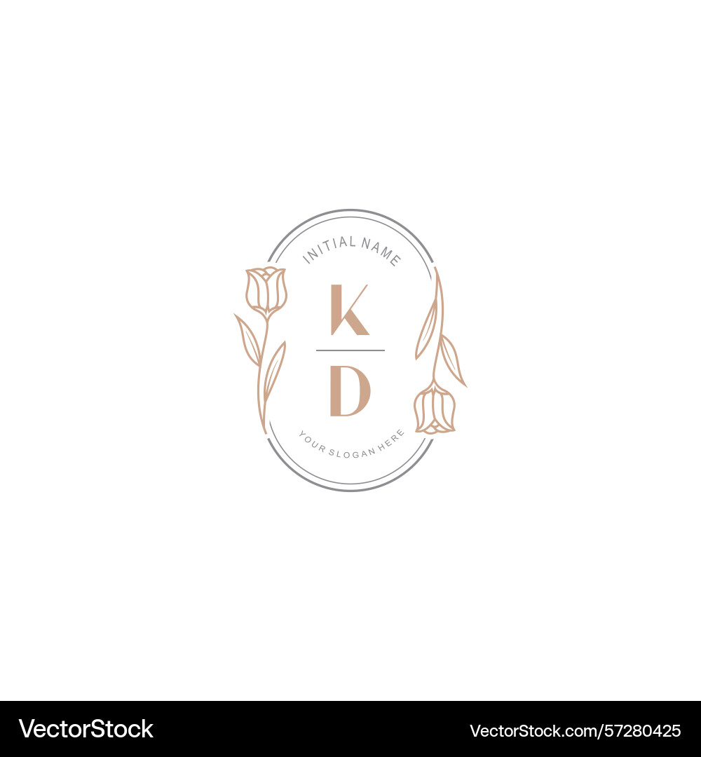 Botanical monogram logos with initial kd Vector Image