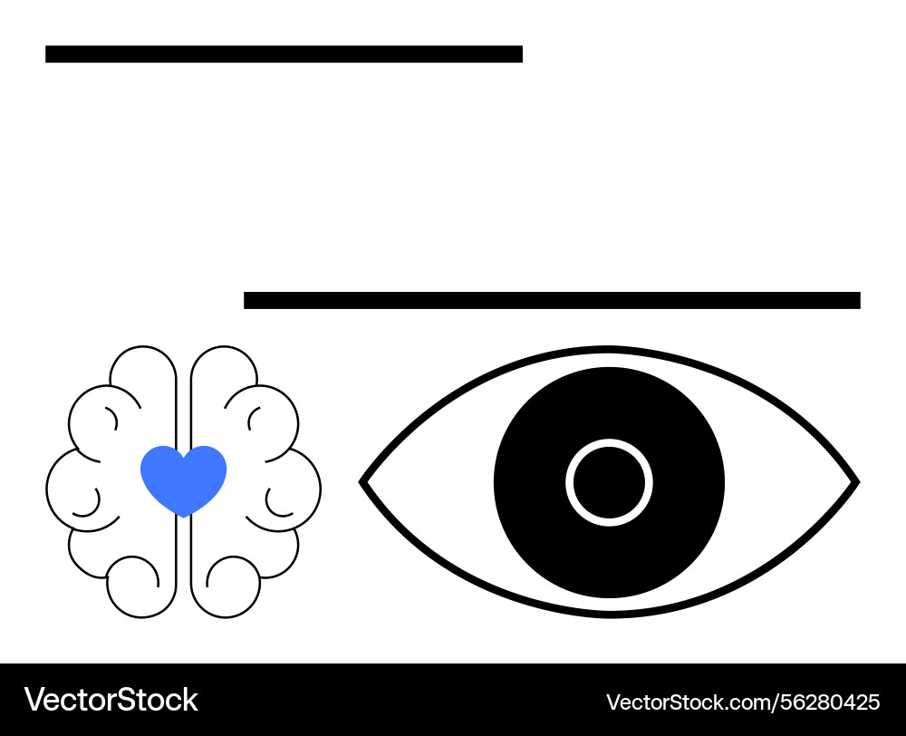 Brain with heart and eye design representing Vector Image