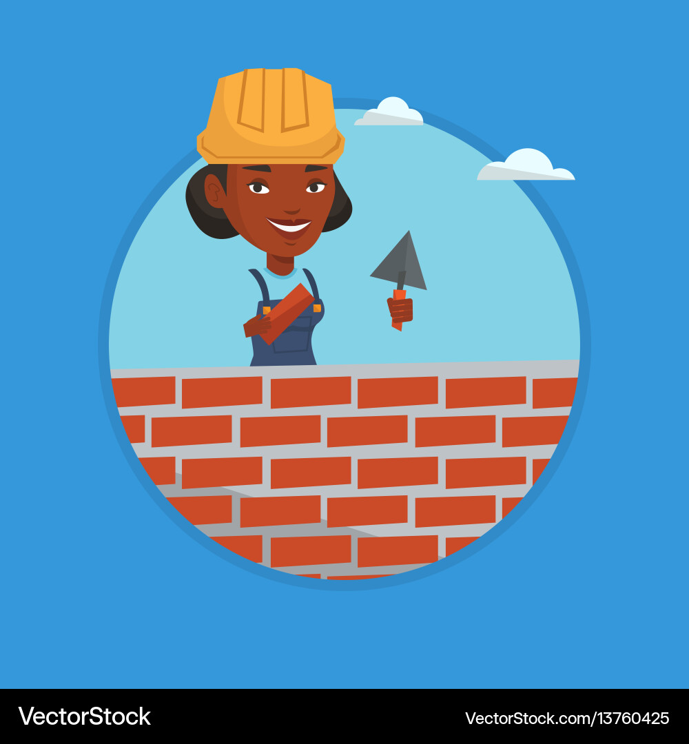 Bricklayer working with spatula and brick Bricklayer working with spatula and brick vector image
