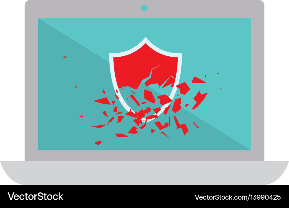 Broken Computer Security Icon vector image